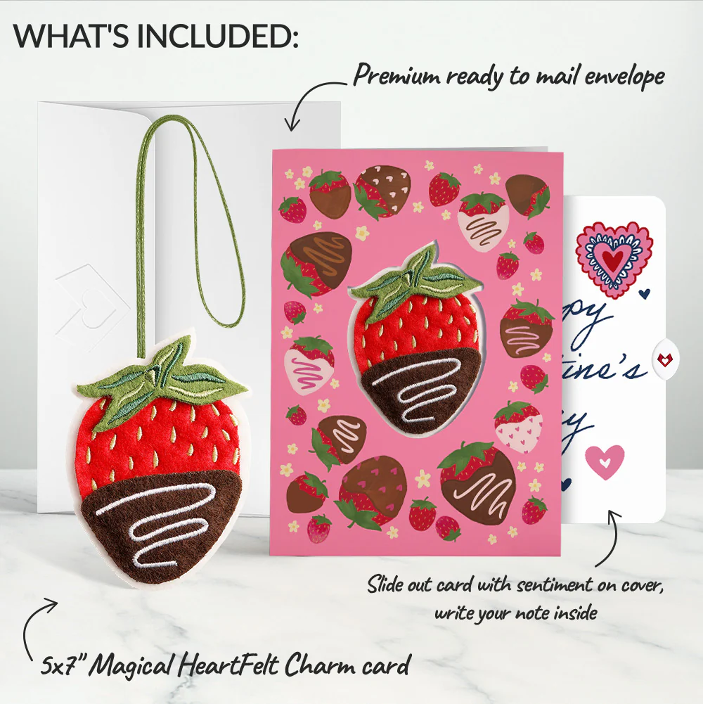 Sweet Strawberry Valentine HeartFelt Charm Card™ and Sentiment Set - Image 2