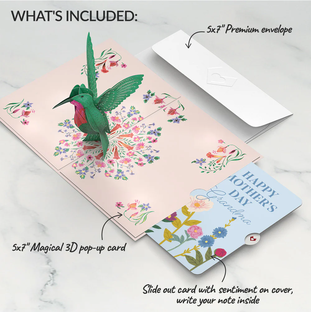 Sweetest Mom Hummingbird Mother's Day Pop-Up Card and Sentiment Set for Grandma - Image 2