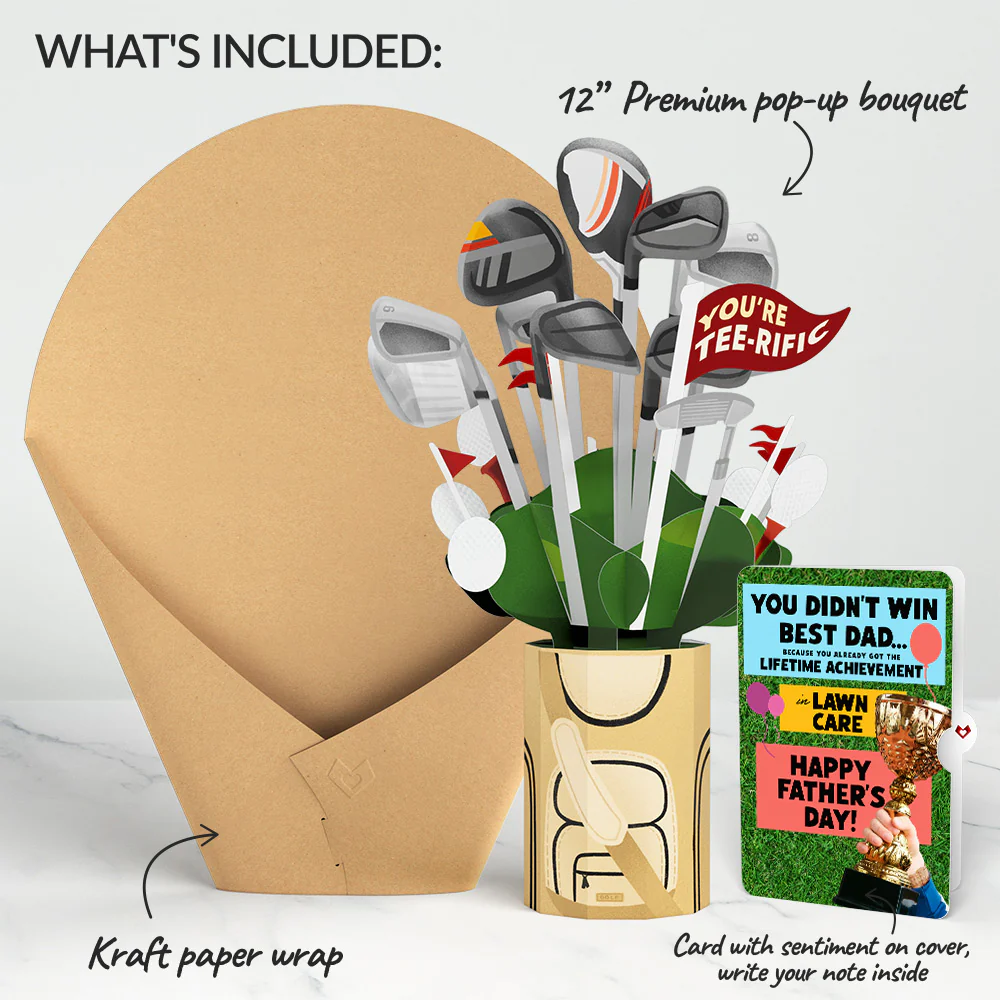 Tee-rific Golf Father's Day Bouquet and Trophy Lawn Care Sentiment Set - Image 2