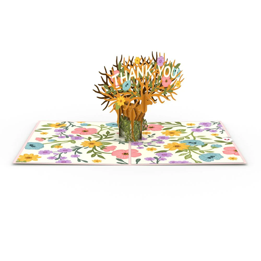 Floral Deer Thank You Pop-Up Card - Image 3