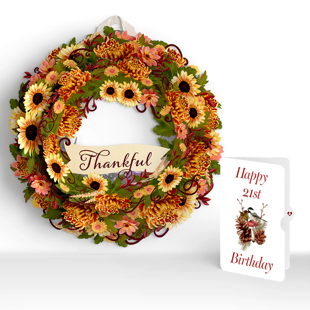 Thankful 21st Birthday Wreath and Sentiment Set