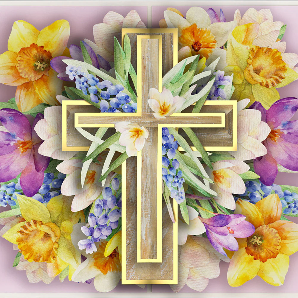 The Lord Bless You Floral Cross Confirmation Pop-Up Card and Sentiment Set - Image 3