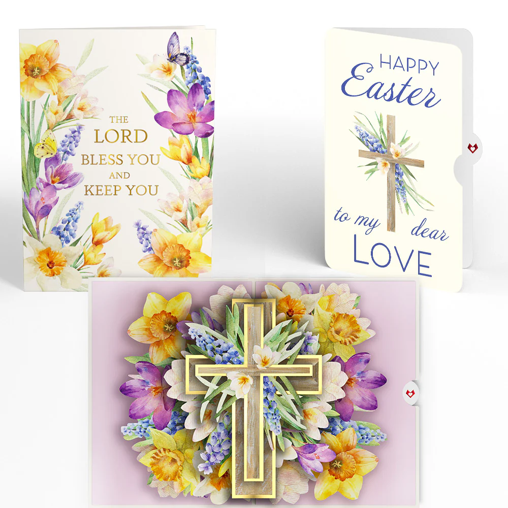 The Lord Bless You Floral Cross Easter Pop-Up Card and Sentiment Set for My Love