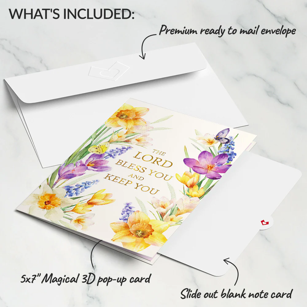 The Lord Bless You Floral Cross Pop-Up Card - Image 5