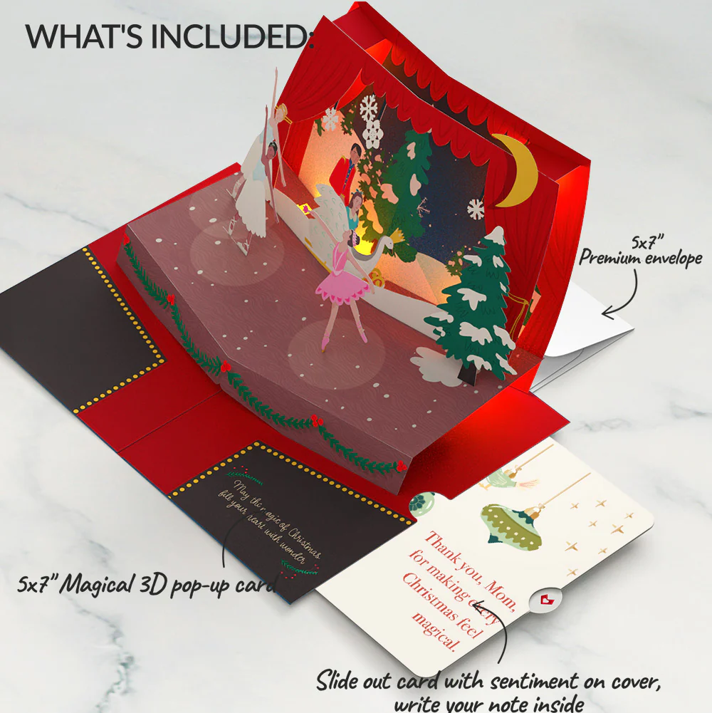 The Nutcracker Christmas Magic Music and Lights Pop-Up Card and Twinkling Ornaments Sentiment Set for Mom - Image 2