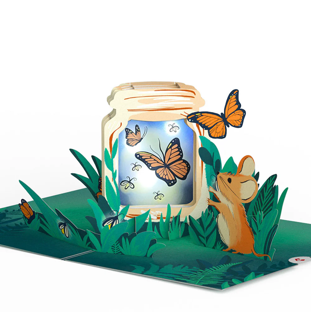 Thinking of You Butterfly Jar Birthday Light-Up Pop-Up Card and Sentiment Set for Daughter - Image 3