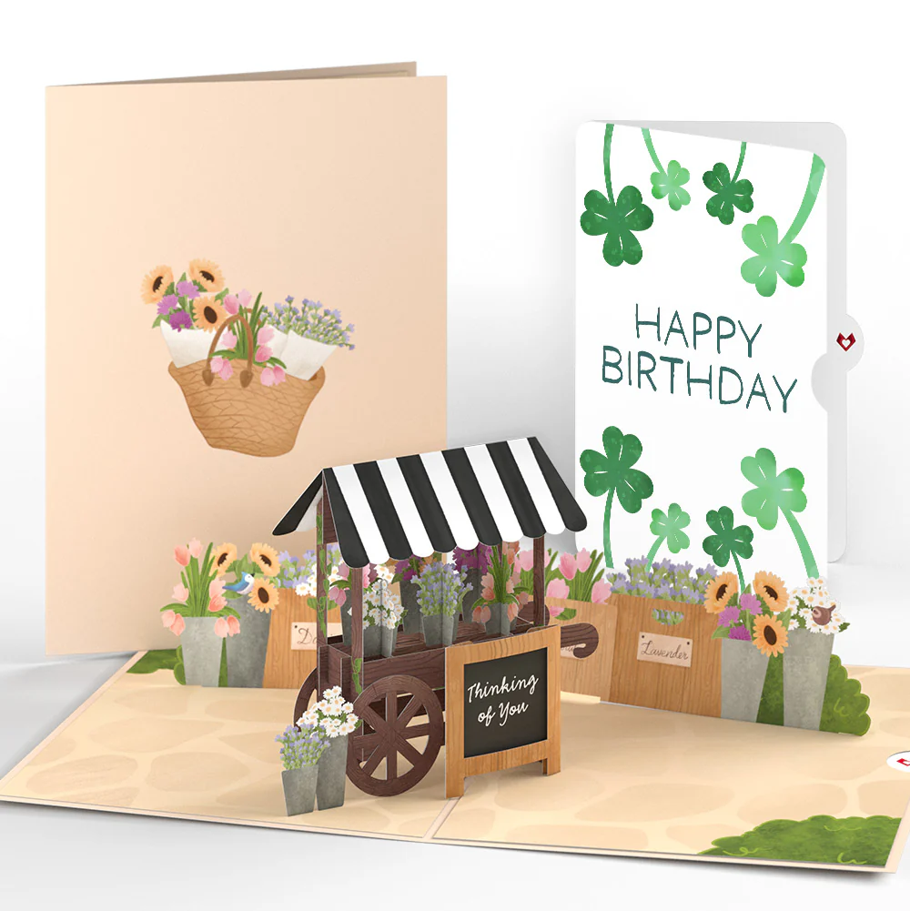 Thinking of You Flower Cart Birthday Pop-Up Card and Sentiment Set