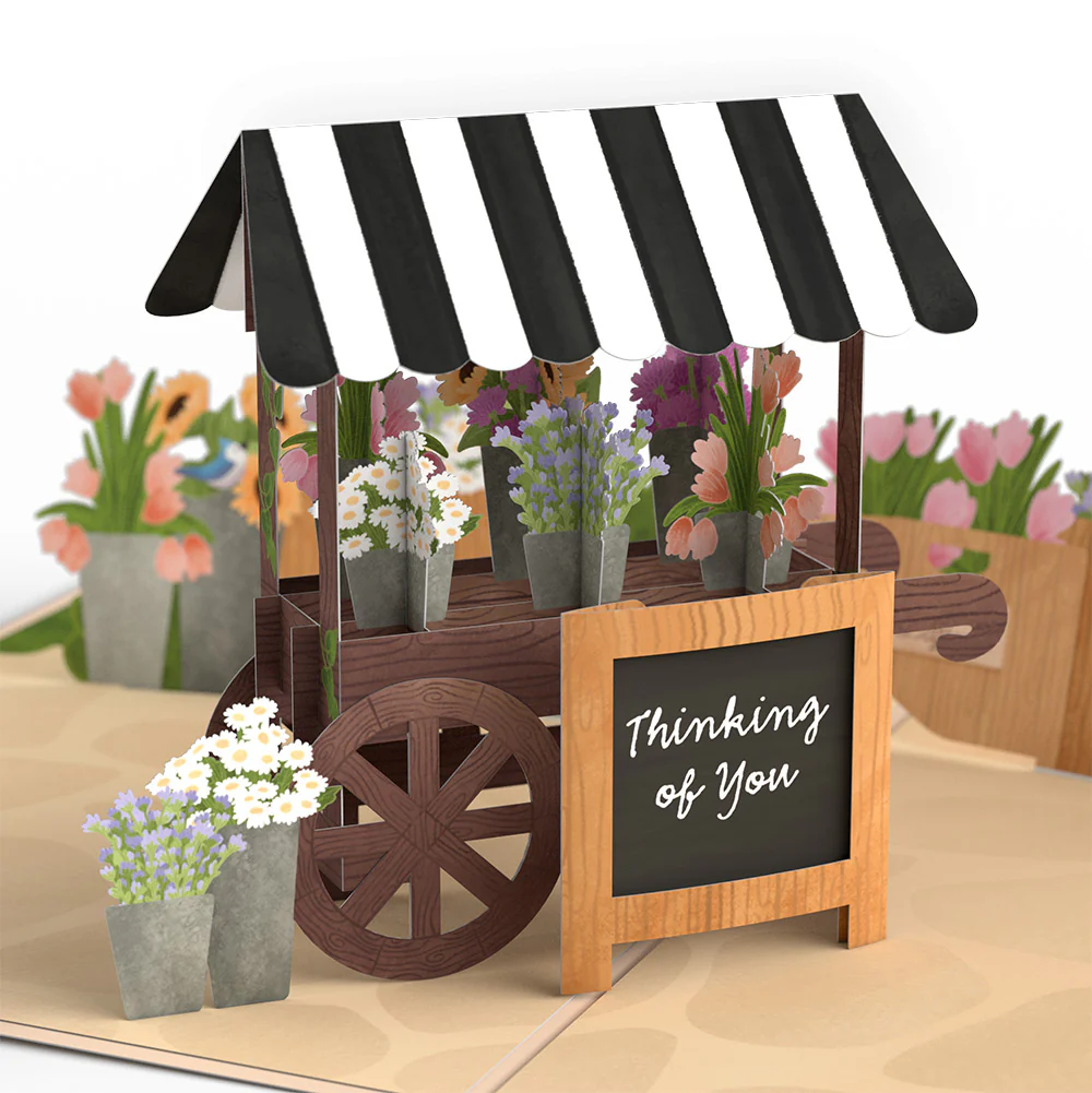 Thinking of You Flower Cart Birthday Pop-Up Card and Sentiment Set - Image 3