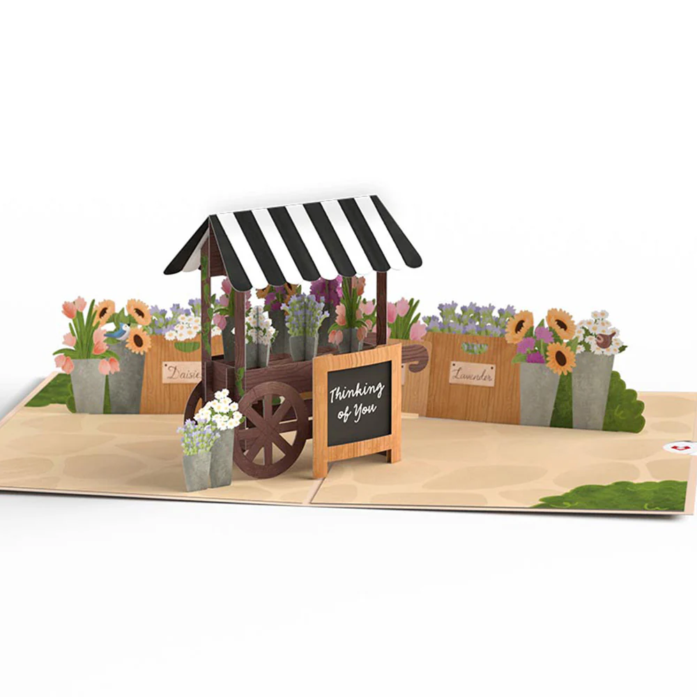 Thinking of You Flower Cart Pop-Up Card - Image 3