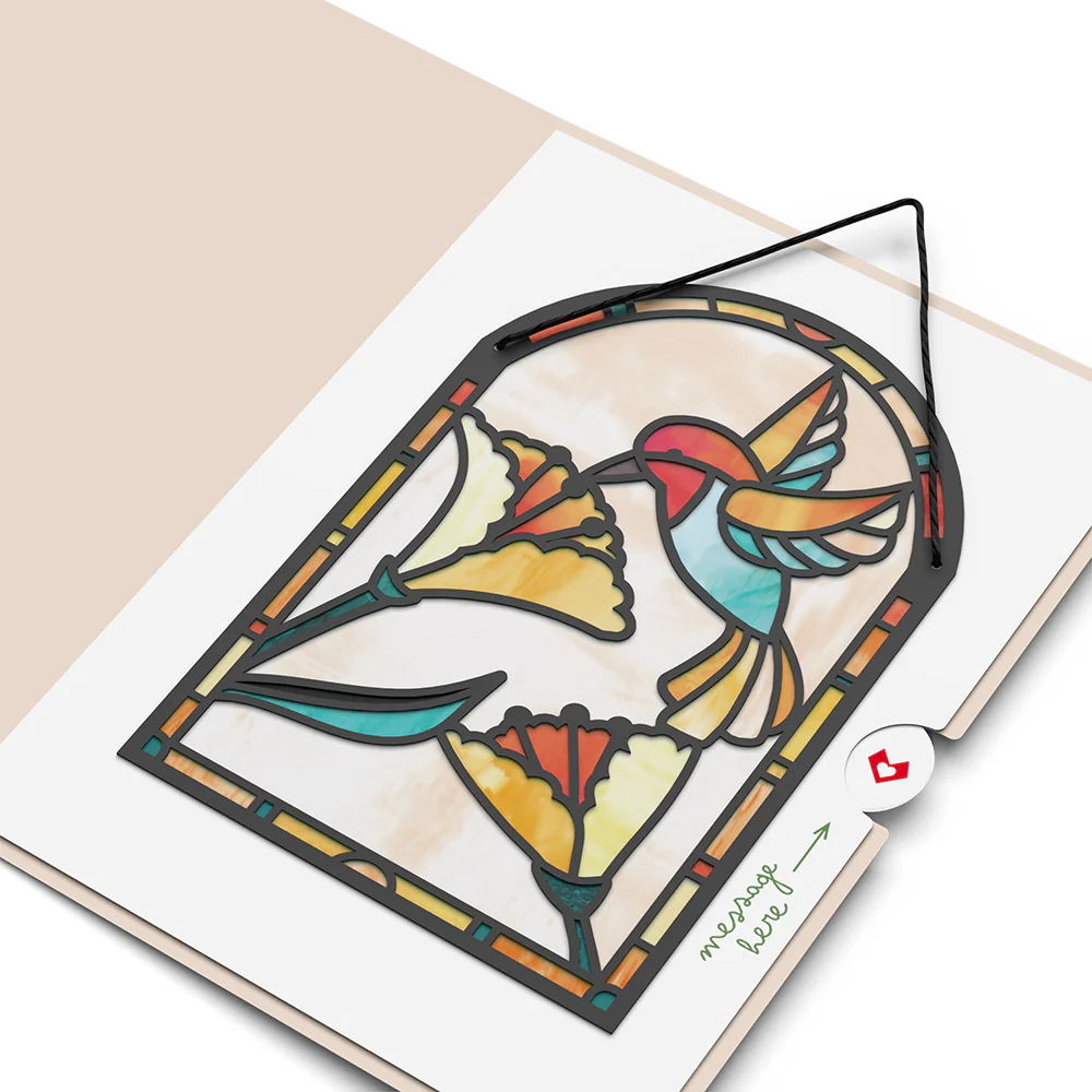 Thinking of You Hummingbird Suncatcher Card & Pop-Up Bouquet Bundle - Image 3