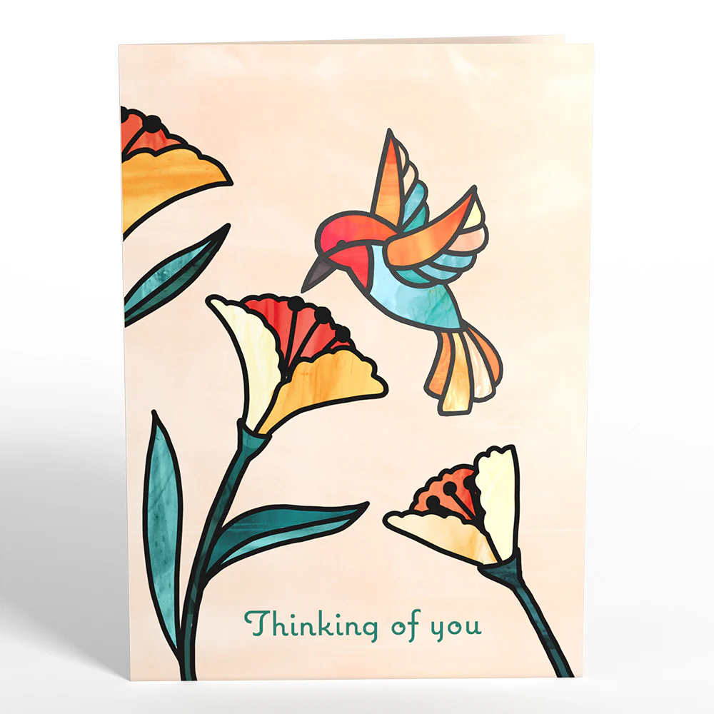 Thinking of You Hummingbird Suncatcher Card & Pop-Up Bouquet Bundle - Image 5