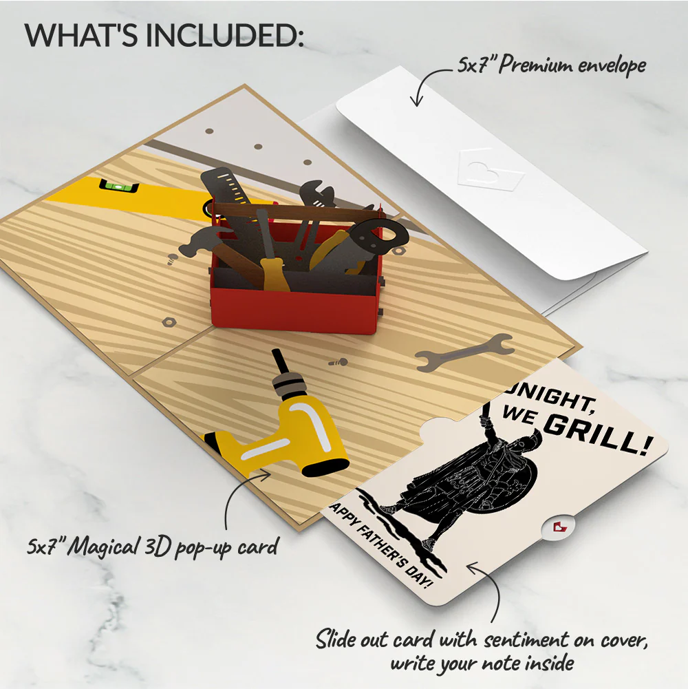 Toolbox Father's Day Pop-Up Card and Spartan Grilling Sentiment Set - Image 2