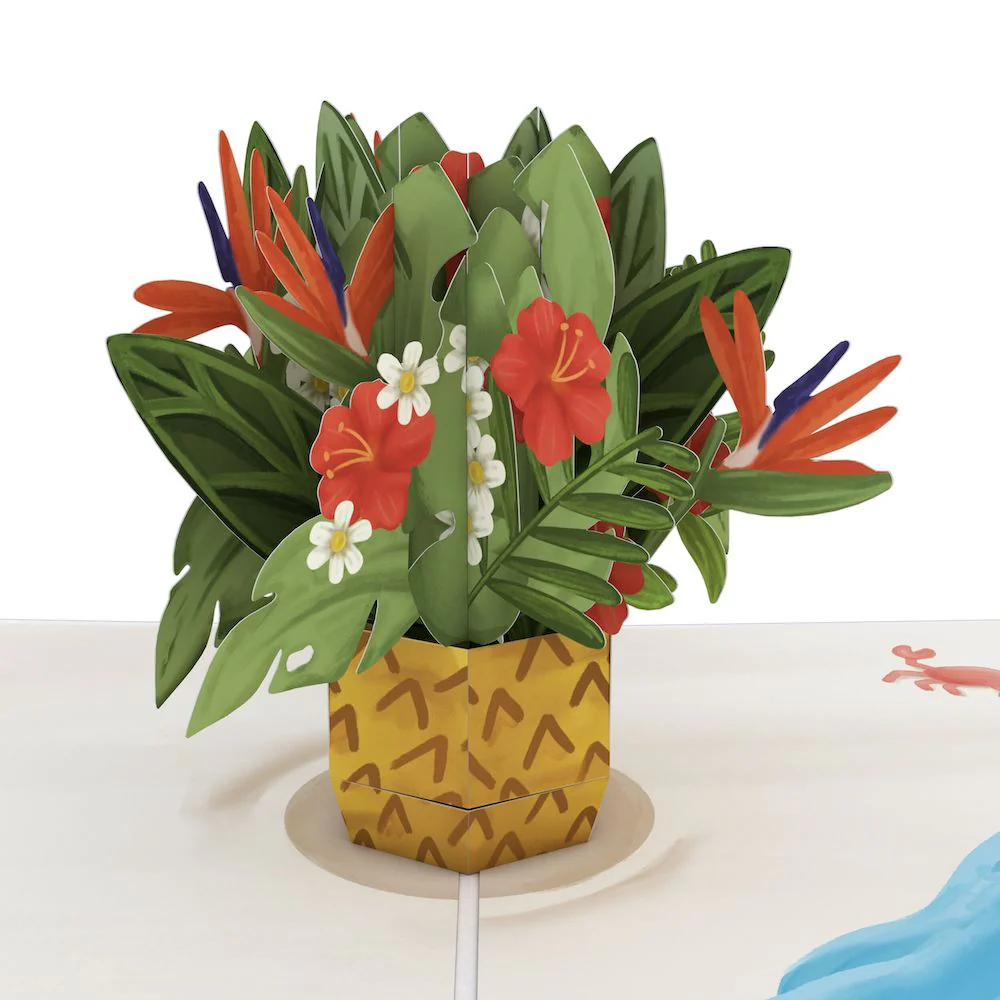 Tropical Flower Basket Birthday Pop-Up Card and The original YOU Sentiment Set - Image 3