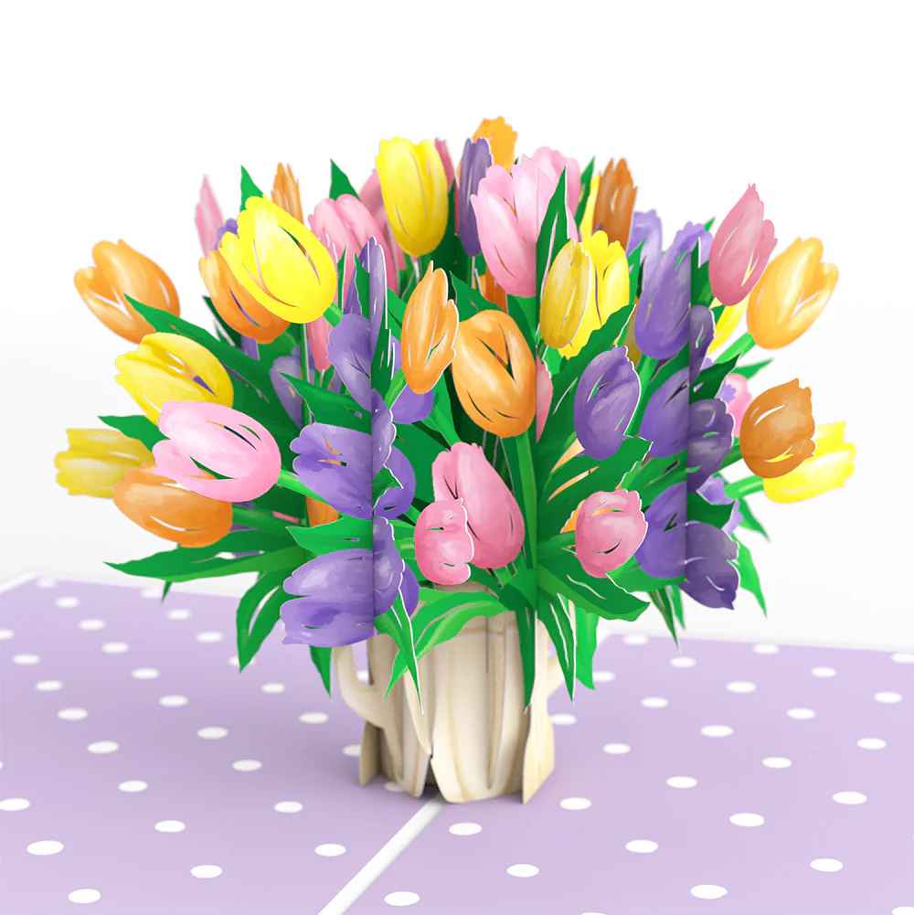 Tulips Birthday Pop-Up Card and Sentiment Set for Wife - Image 3