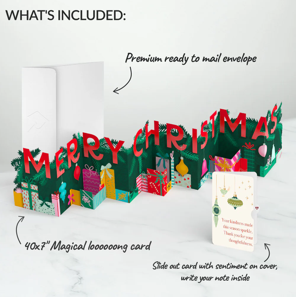 Under the Tree Merry Christmas Loooooong Card™ (Expands to 2 feet) and Sentiment Set - Image 2