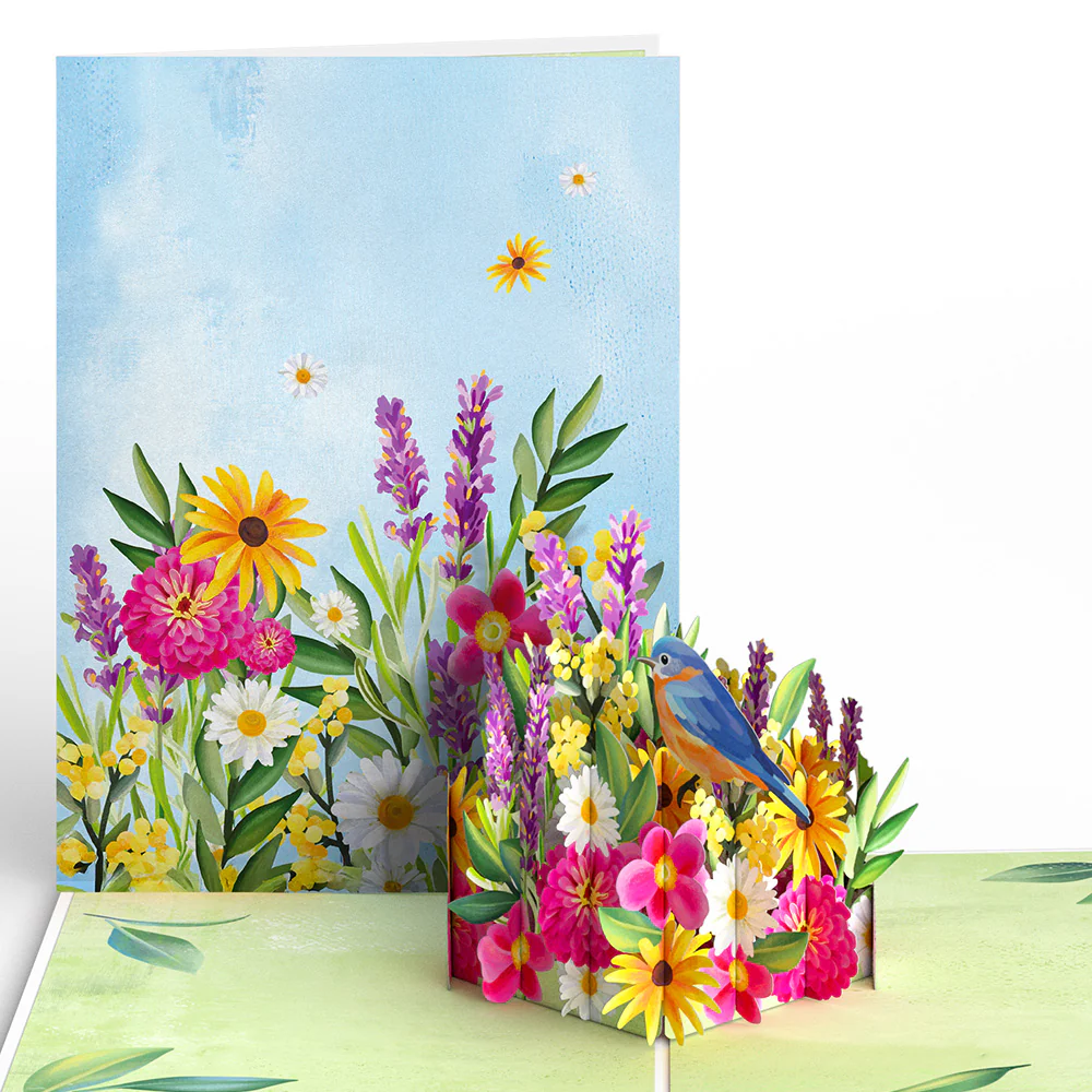 Vibrant Garden Blooms Pop-Up Card