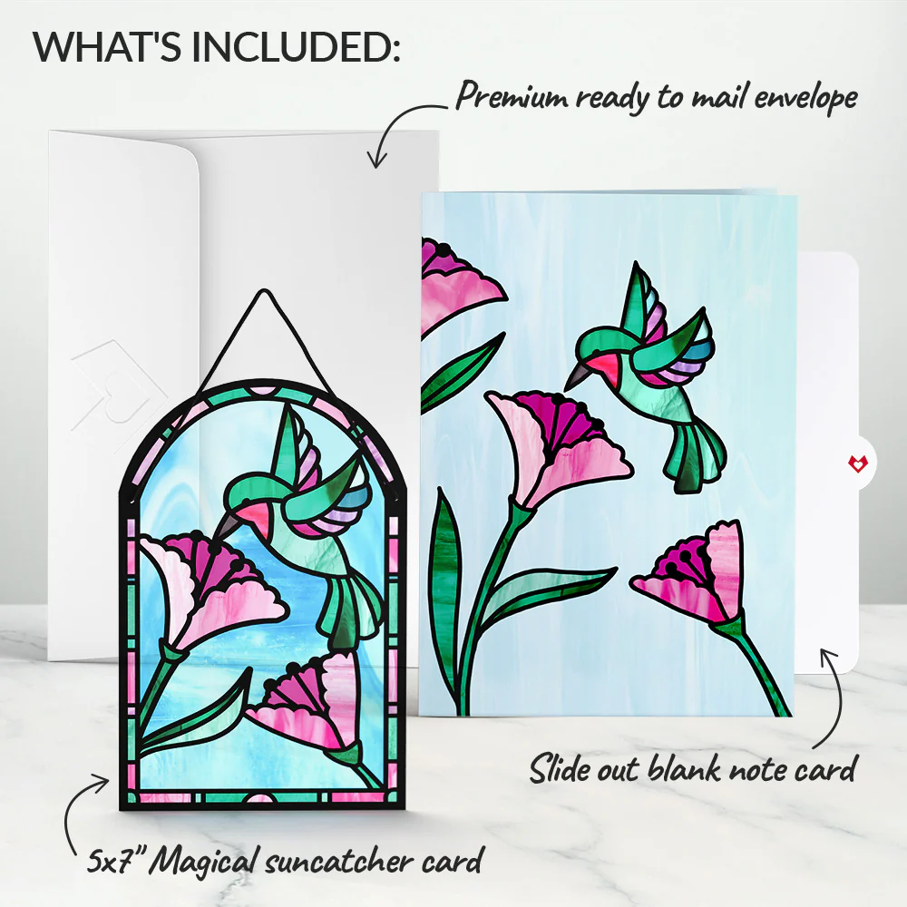 Vibrant Hummingbird Suncatcher Card - Image 6