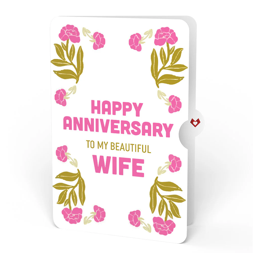 Vintage Floral Love You Heart Anniversary Pop-Up Card and Sentiment Set for Wife - Image 4