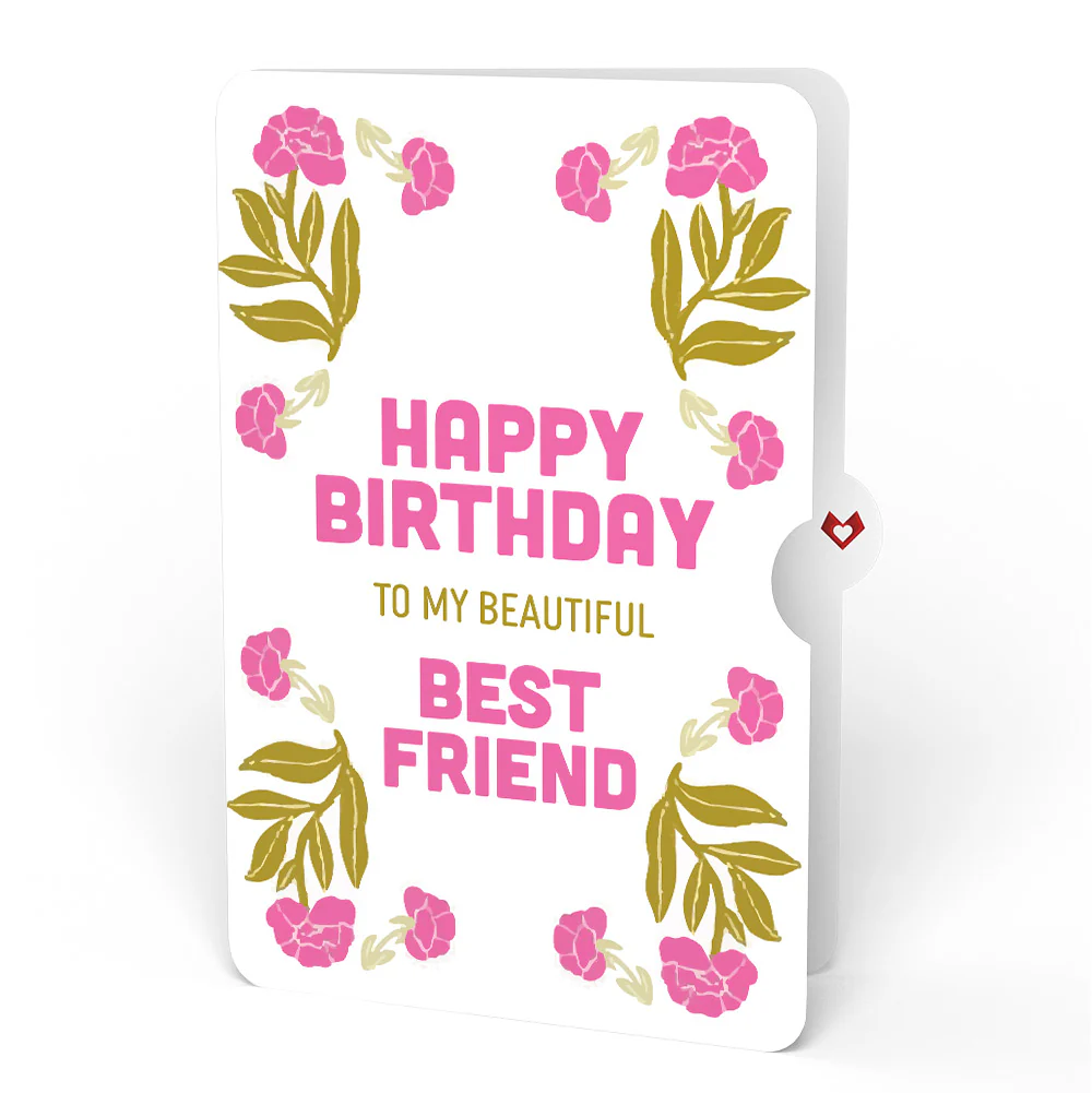 Vintage Floral Love You Heart Birthday Pop-Up Card and Sentiment Set for Best Friend - Image 4