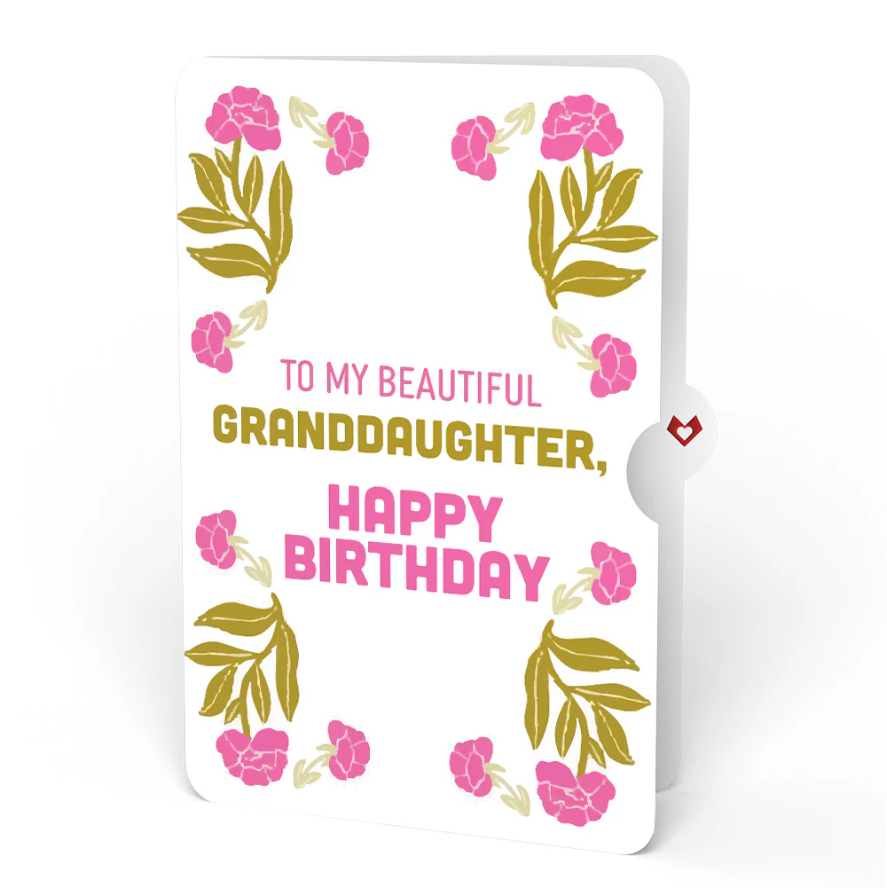 Vintage Floral Love You Heart Birthday Pop-Up Card and Sentiment Set for Granddaughter - Image 4