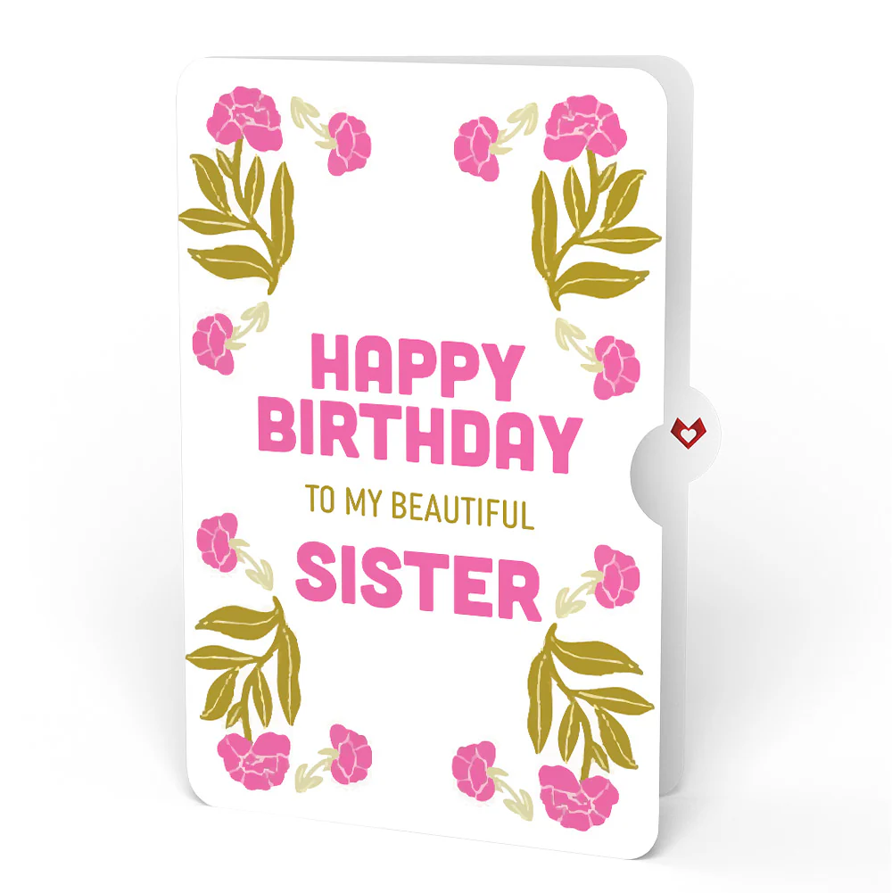 Vintage Floral Love You Heart Birthday Pop-Up Card and Sentiment Set for Sister - Image 4
