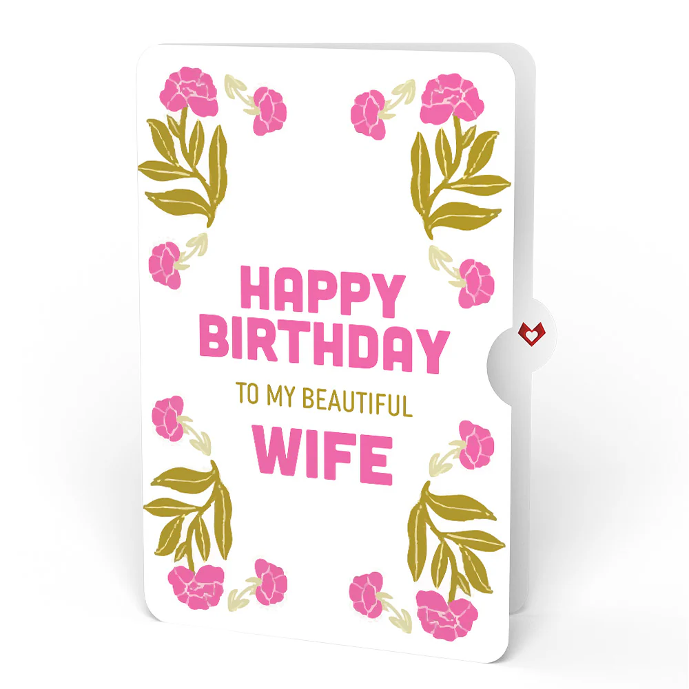 Vintage Floral Love You Heart Birthday Pop-Up Card and Sentiment Set for Wife - Image 4