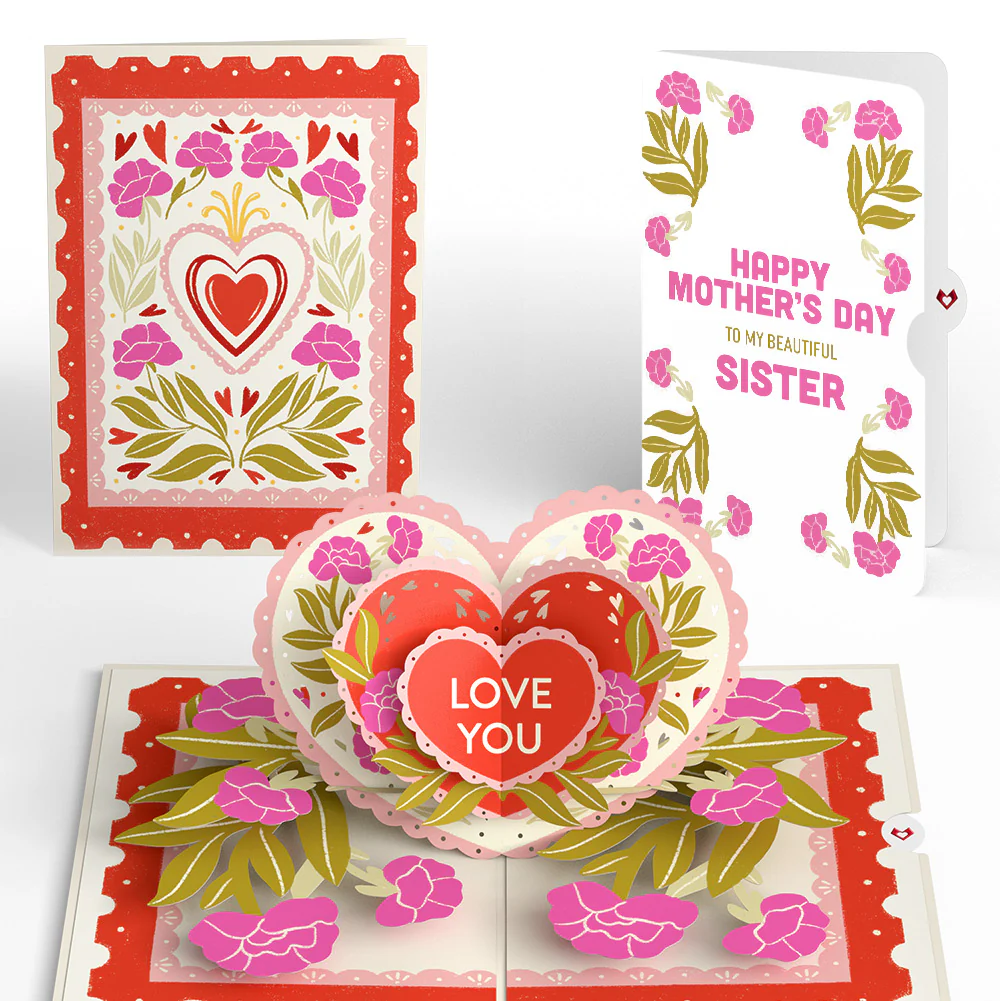 Vintage Floral Love You Heart Mother’s Day Pop-Up Card and Sentiment Set for Sister