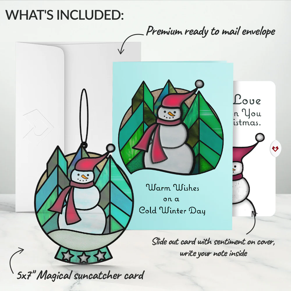 Warm Wishes Snowman Christmas Suncatcher Card and God’s Love Sentiment Set - Image 2