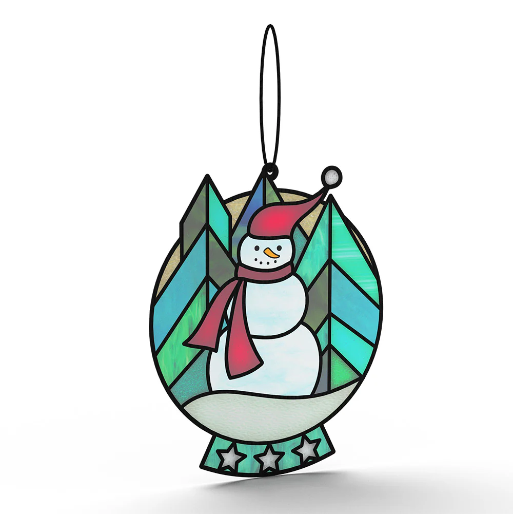 Warm Wishes Snowman Christmas Suncatcher Card and Love & Snowflakes Sentiment Set for Family - Image 3