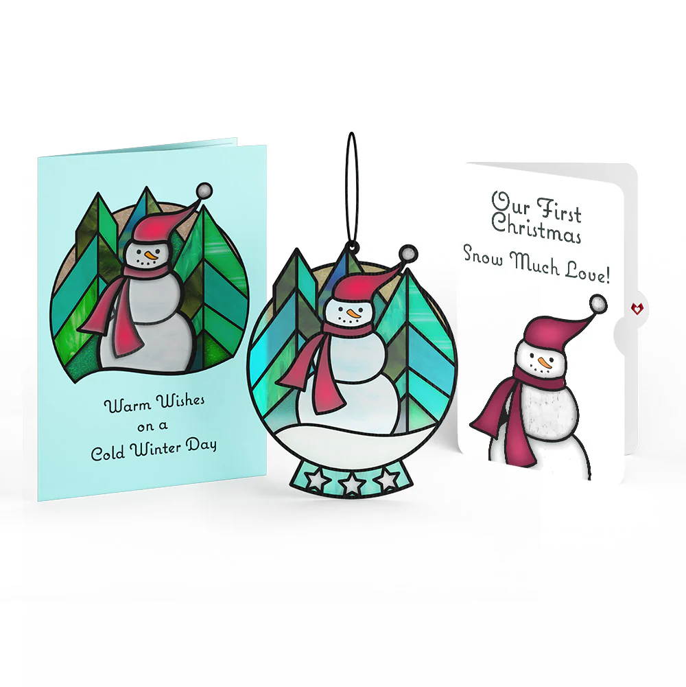 Warm Wishes Snowman Suncatcher Card and First Christmas Sentiment Set for Partner