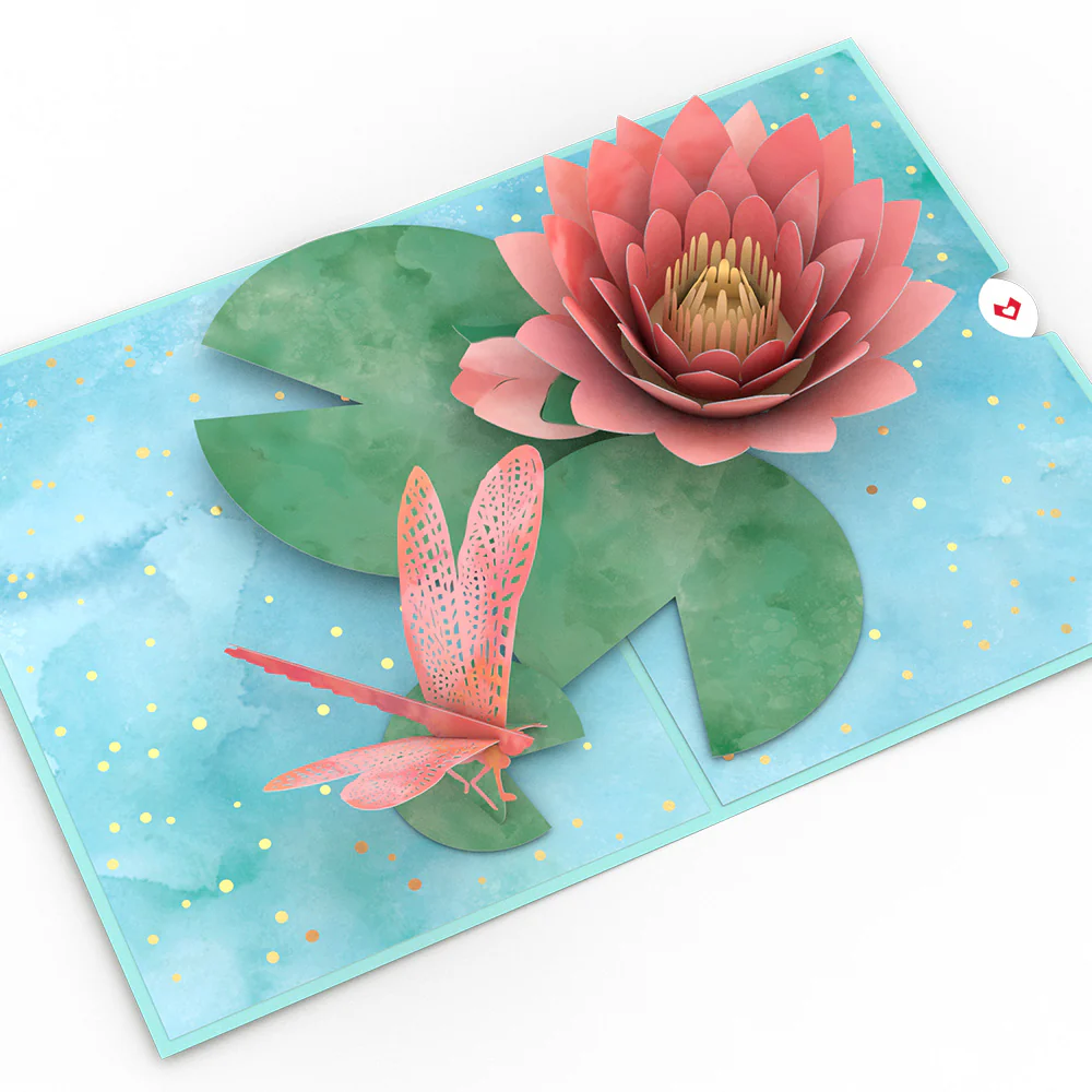 Water Lily Dragonfly Pop-Up Card - Image 3