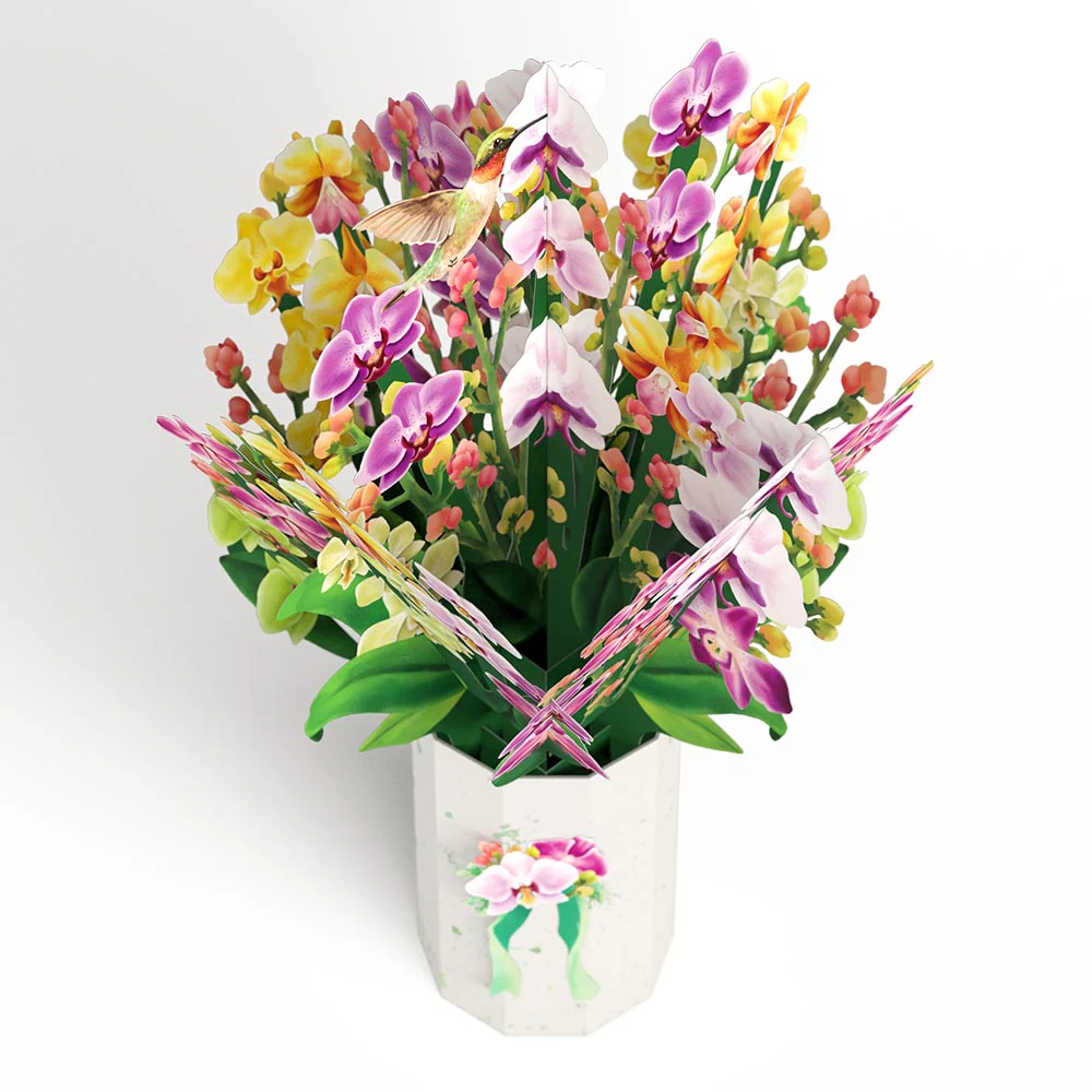 Watercolor Orchid Pop-Up Card & Bouquet Bundle - Image 4
