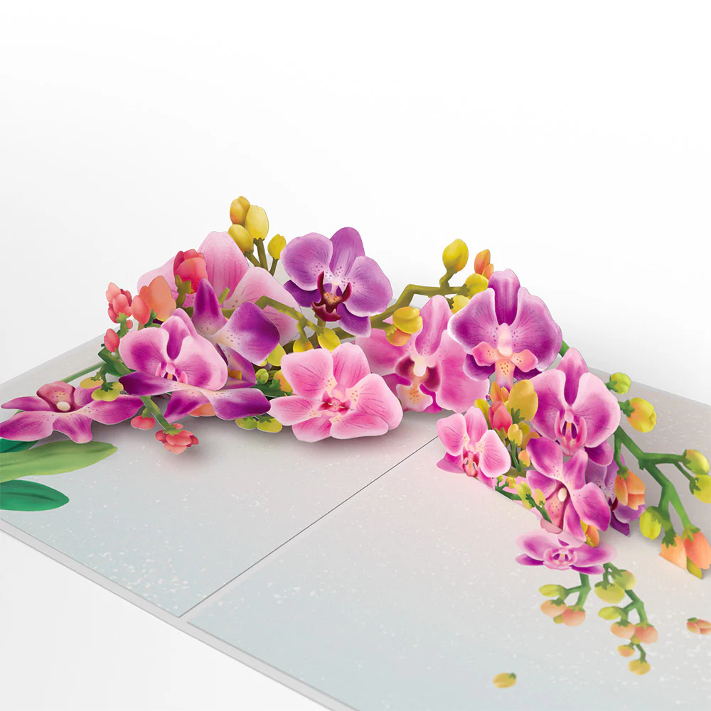 Watercolor Orchid Valentine Pop-Up Card and Sentiment Set for Grandmother - Image 3