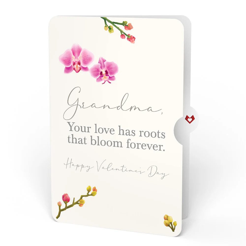 Watercolor Orchid Valentine Pop-Up Card and Sentiment Set for Grandmother - Image 4