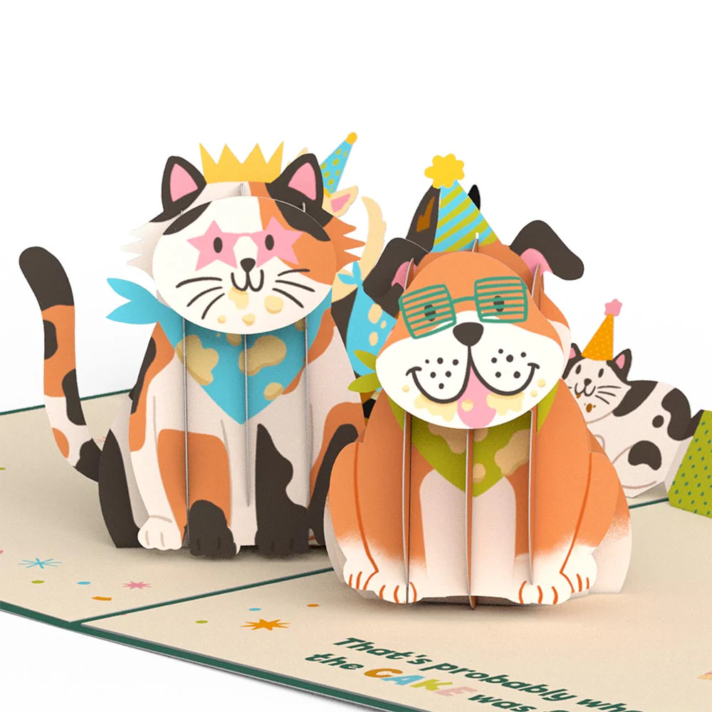 We Heard It's Your Birthday Dog and Cat Pop-Up Card - Image 2