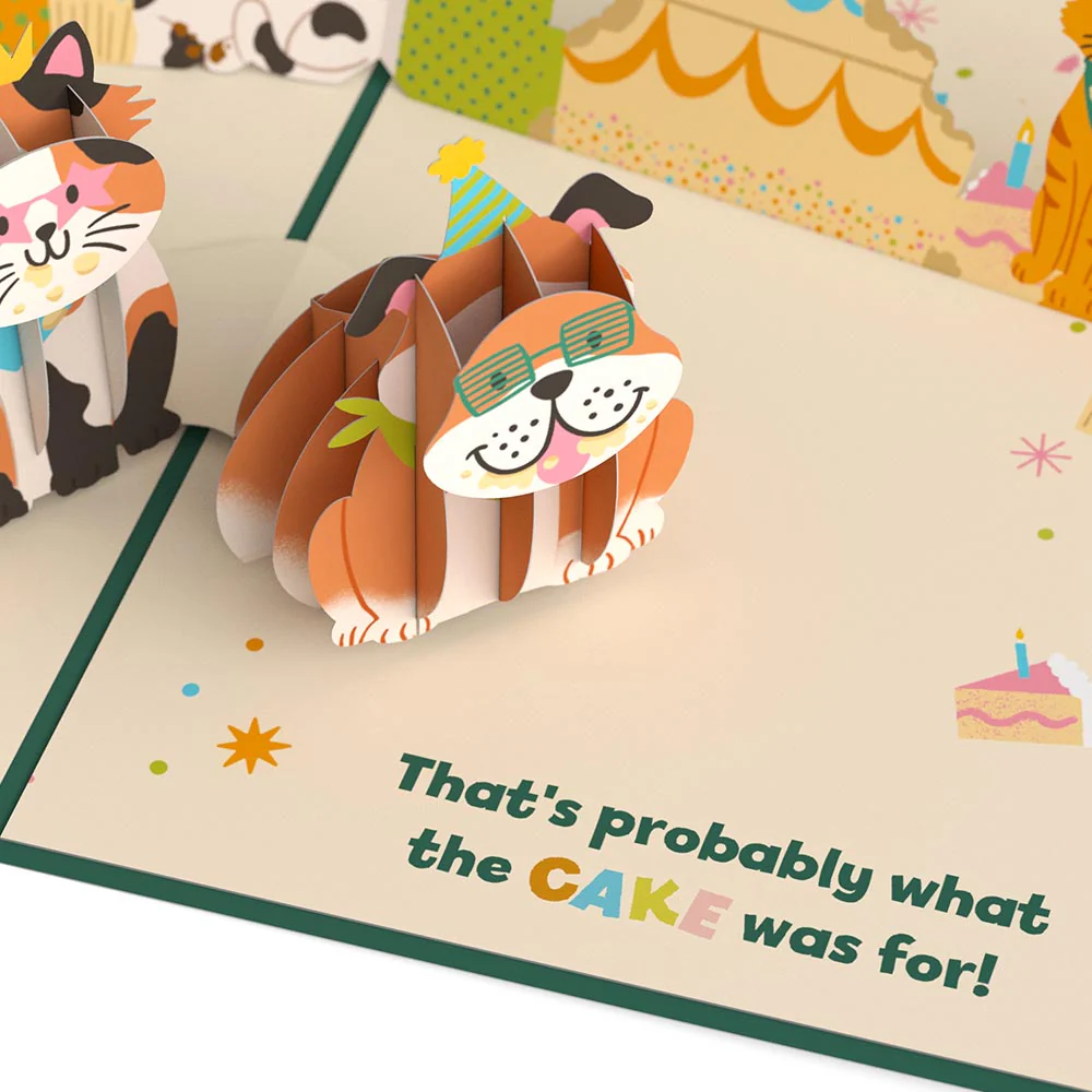 We Heard It's Your Birthday Dog and Cat Pop-Up Card - Image 3