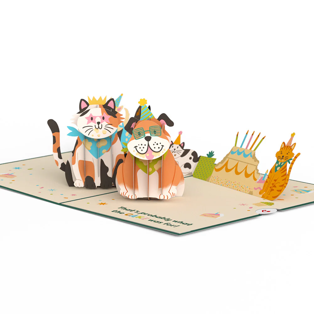 We Heard It's Your Birthday Dog and Cat Pop-Up Card - Image 4