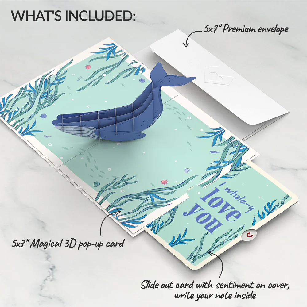 Whale Beneath the Waves Love Pop-Up Card and Sentiment Set - Image 2