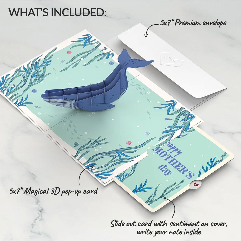 Whale Beneath the Waves Mother’s Day Pop-Up Card and Sentiment Set for Mom - Image 2
