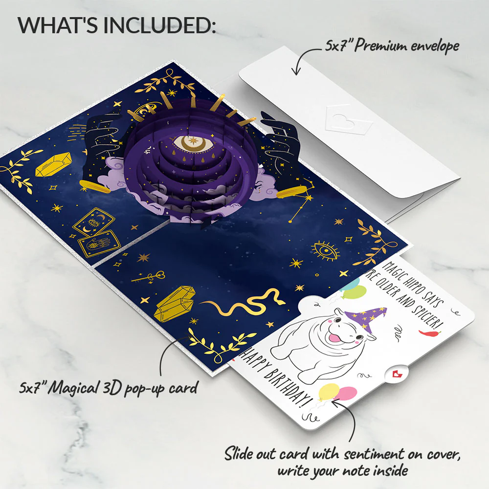 Magical Birthday with Magic Hippo Pop-Up Card and Sentiment Set - Image 2