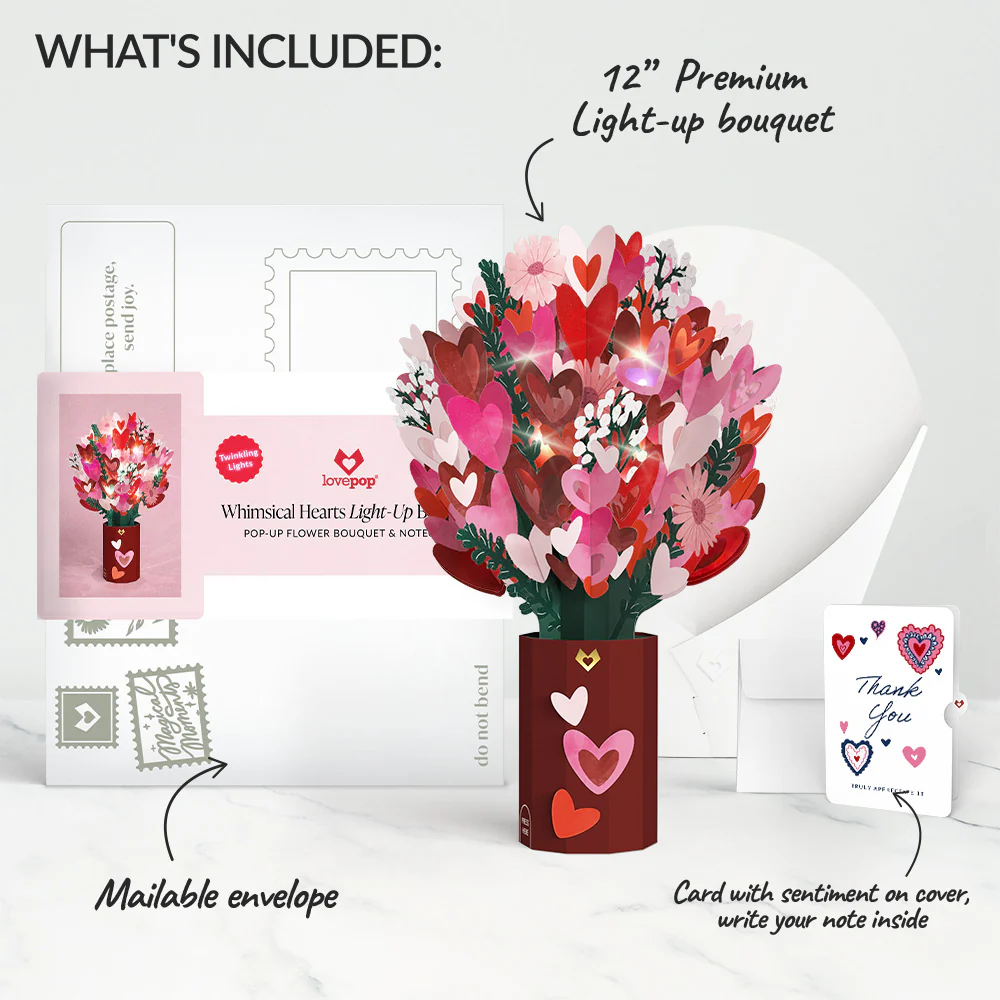 Whimsical Hearts Thank You Light-Up Bouquet and Sentiment Set - Image 2