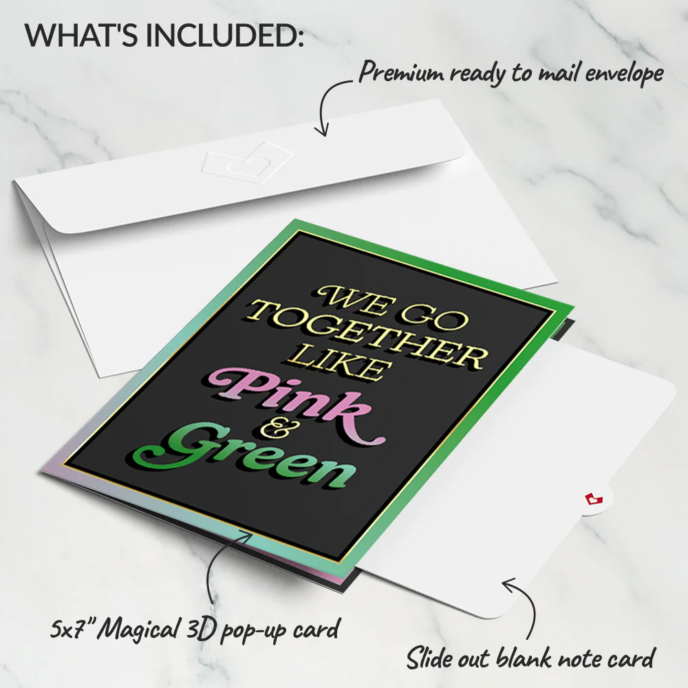 Wicked Elphaba & Glinda We Go Together Like Pink & Green Pop-Up Card - Image 5