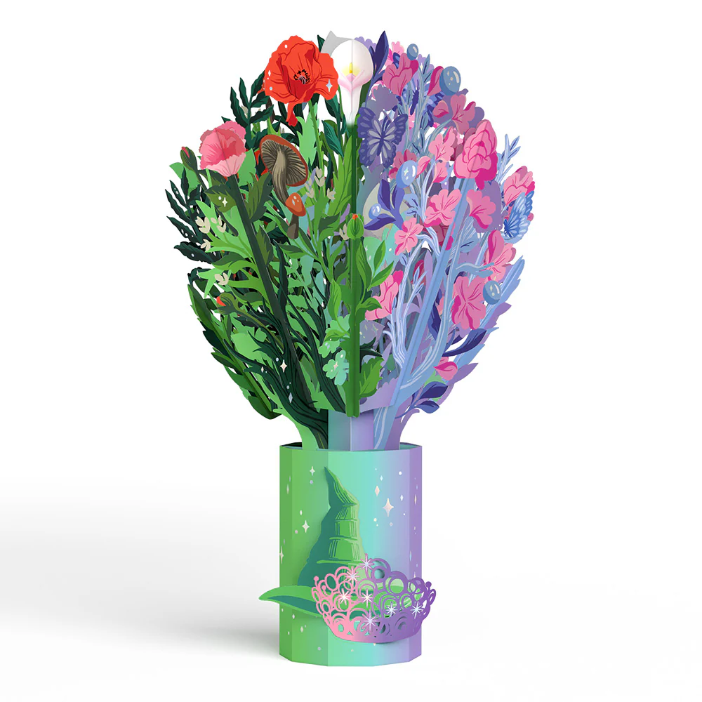 Wicked We Go Together Like Pink & Green Pop-Up Card & Bouquet Bundle - Image 6