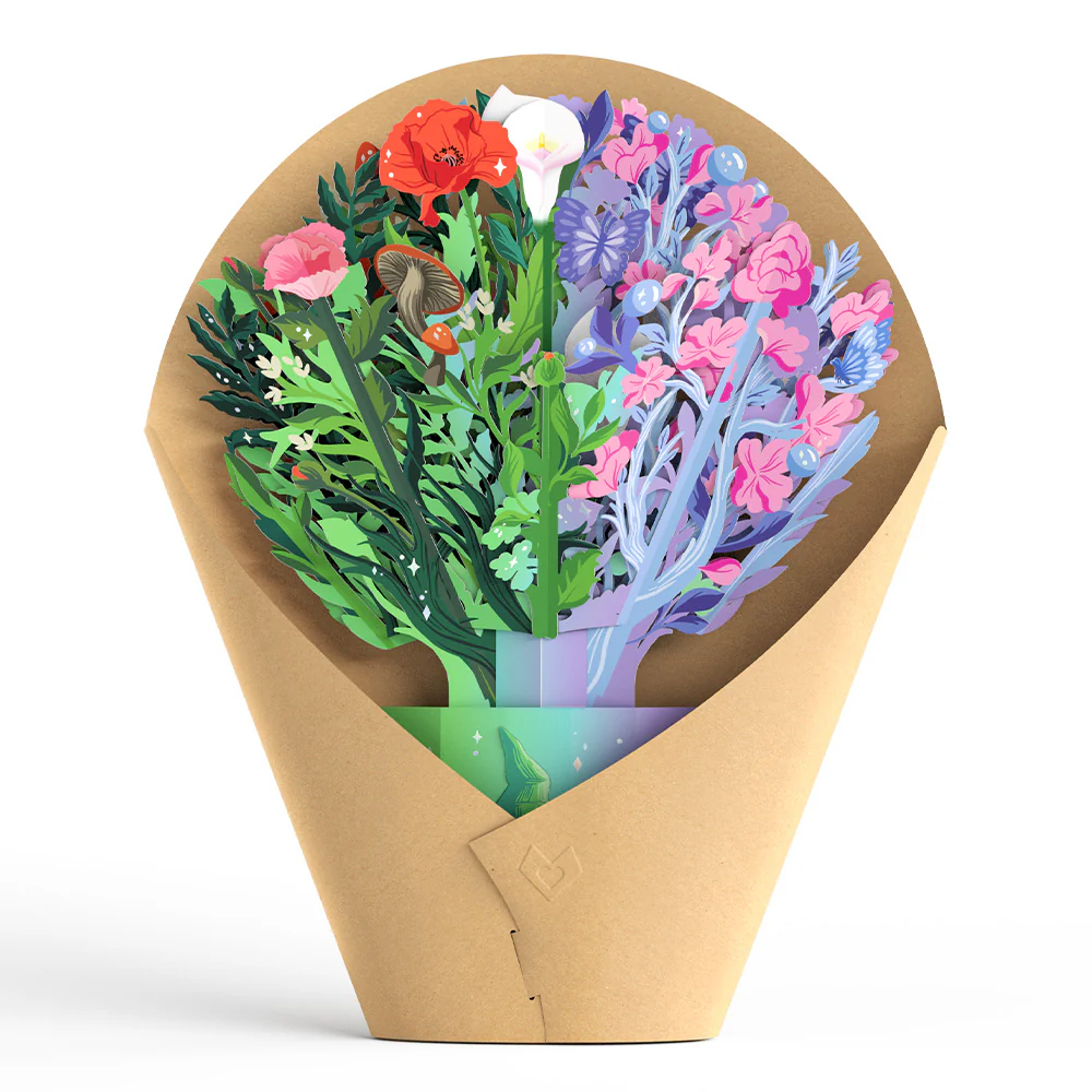 Wicked We Go Together Like Pink & Green Pop-Up Card & Bouquet Bundle - Image 7