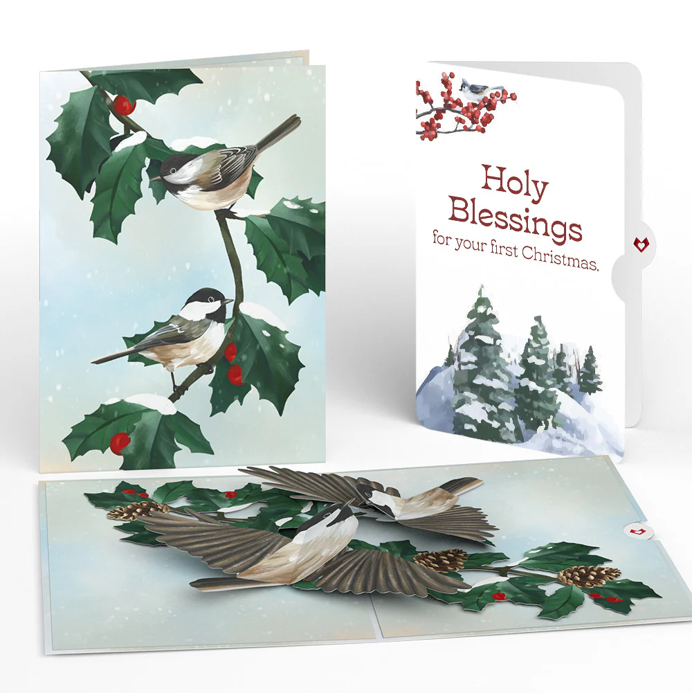 Winter Chickadees First Christmas Pop-Up Card and Sentiment Set