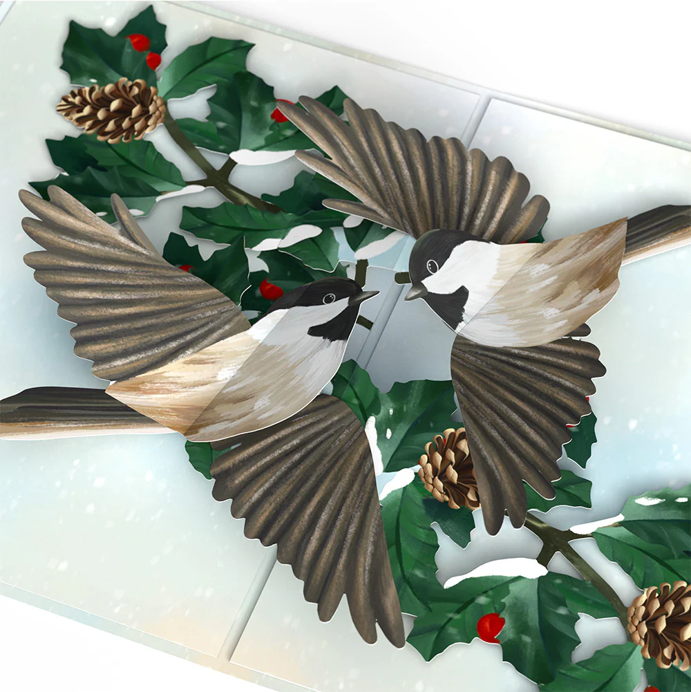 Winter Chickadees Pop-Up Card and Sentiment Set for Daughter - Image 3