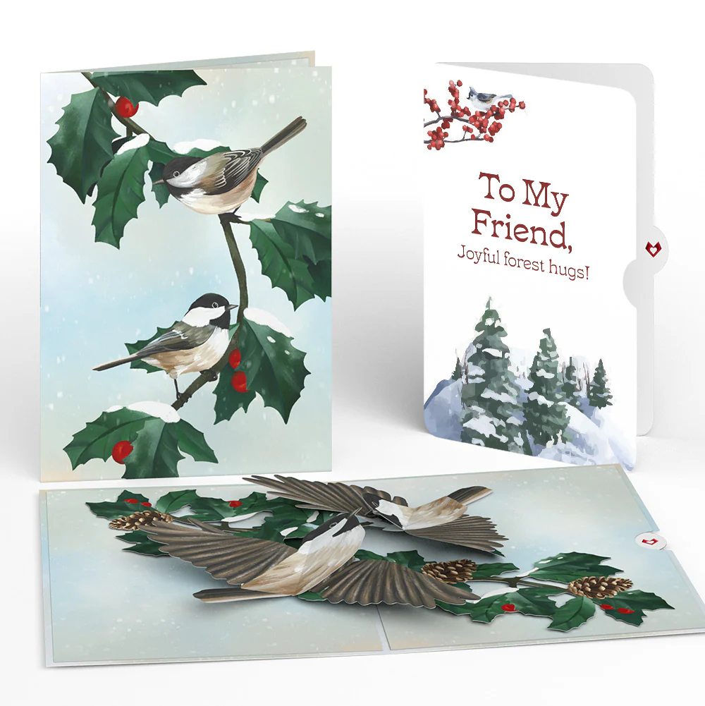 Winter Chickadees Pop-Up Card and Sentiment Set for Friend
