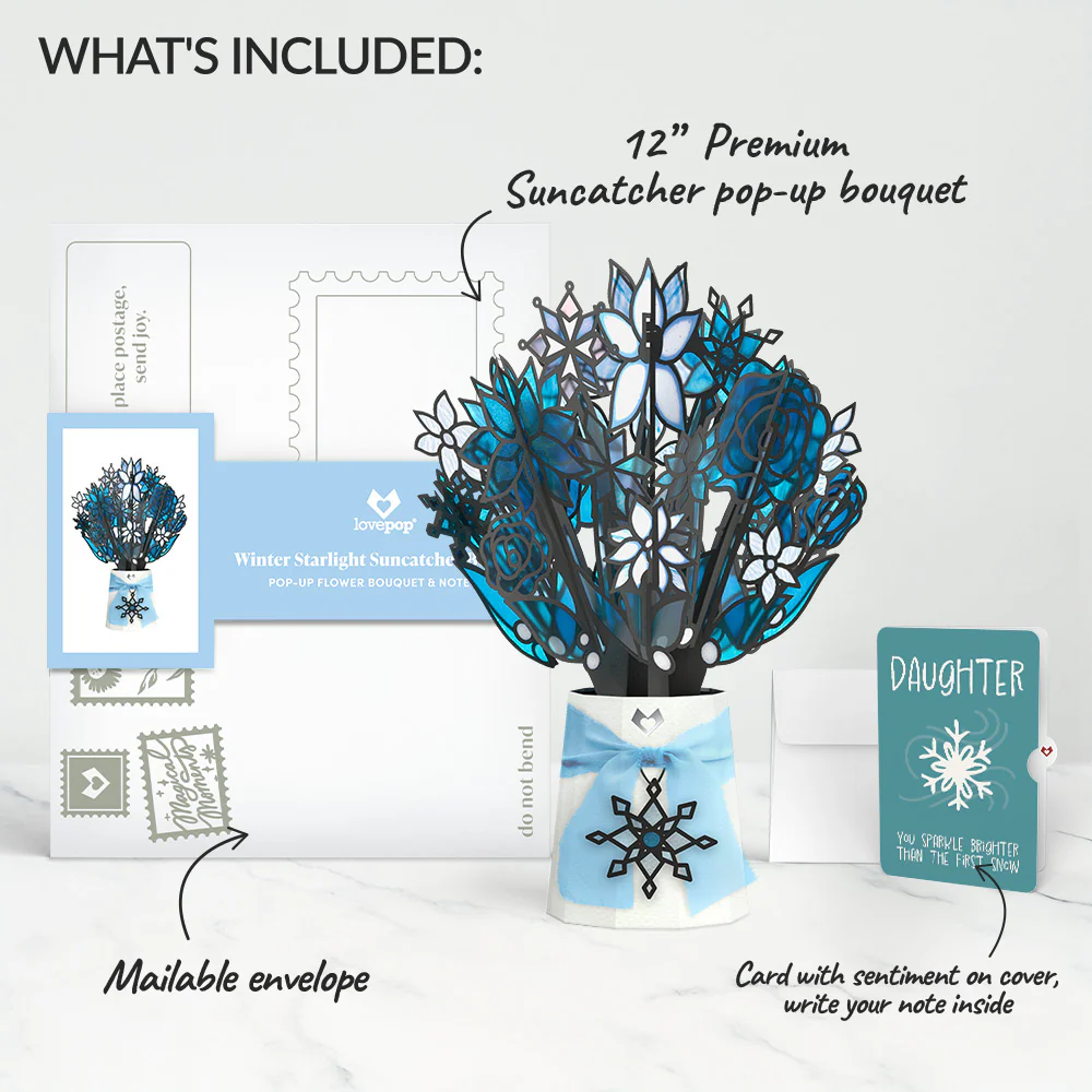 Winter Starlight Suncatcher Bouquet and Sentiment Set for Daughter - Image 2