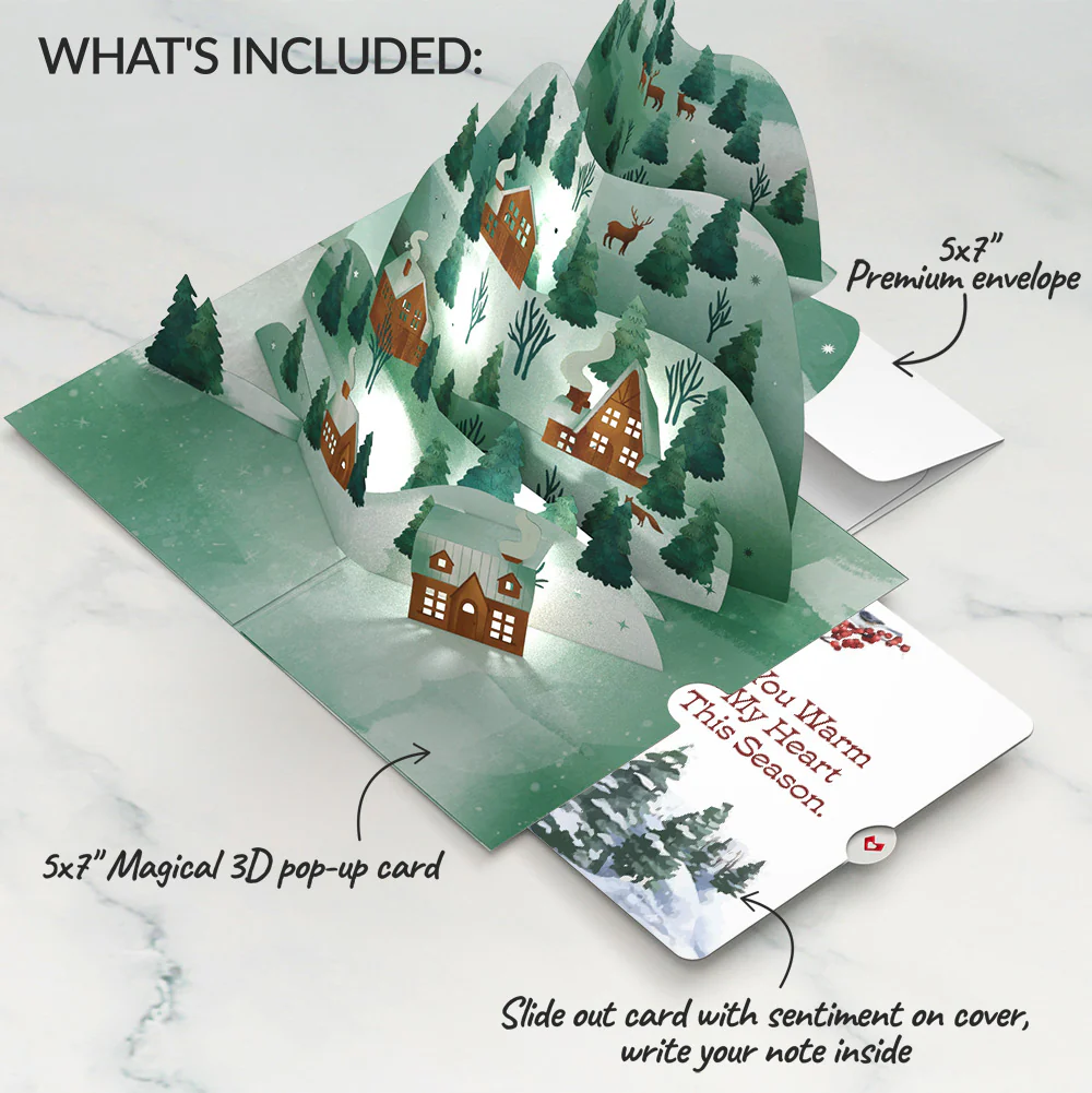 Winter Wishes Mountain Village Love Light-Up Pop-Up Card and Sentiment Set - Image 2