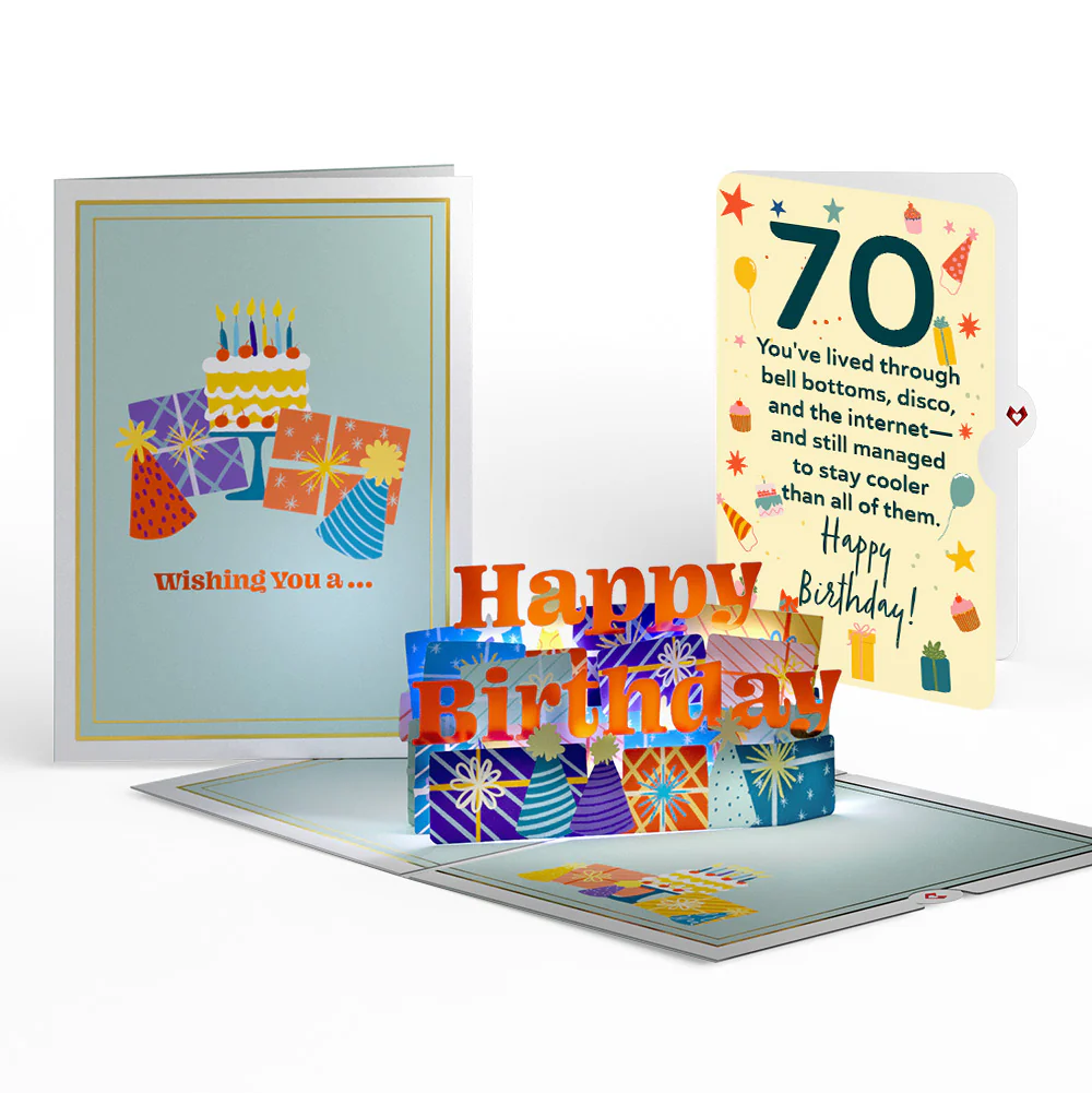 Wishing You a Happy 70th Birthday Music and Lights Pop-Up Card and Sentiment Set
